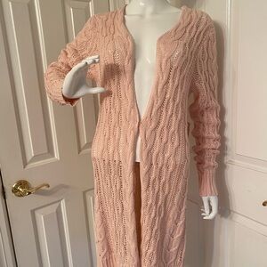 Free People Light Pink Open Front Cardigan